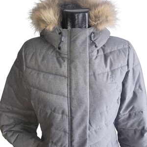 Woods Sylvia Mid Length Quilted Parka with Faux Fur Trimmed Hood S